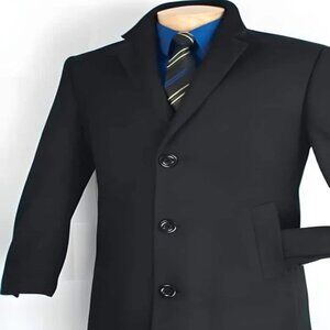 Men's Car Coat - Mid length Wool Coat Collection in a Soft Cashmere Blend - Dark
